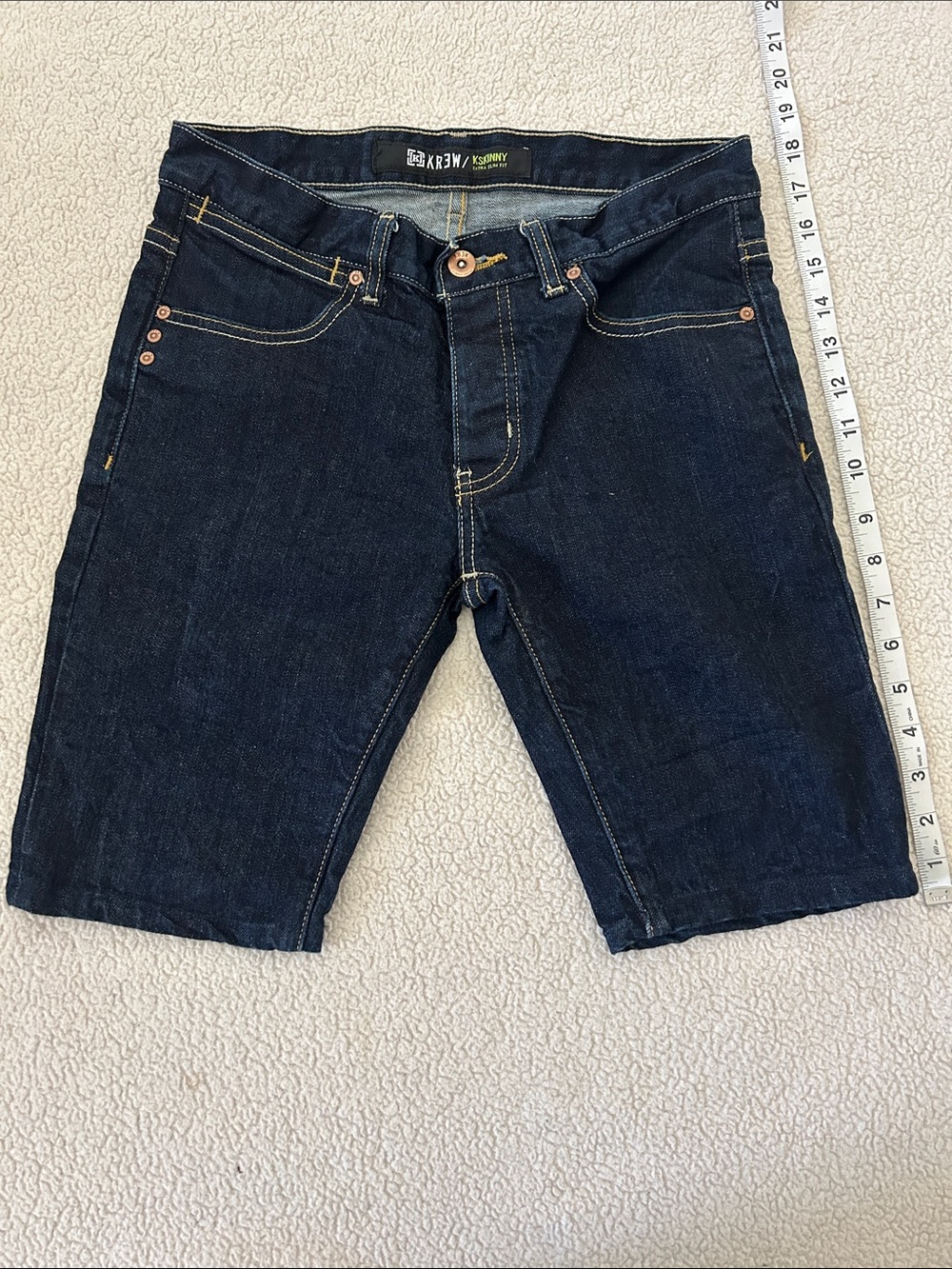 KR3W XSkinny Men’s Denim Shorts 30 Dark Wash Extra Slim Fit Skate